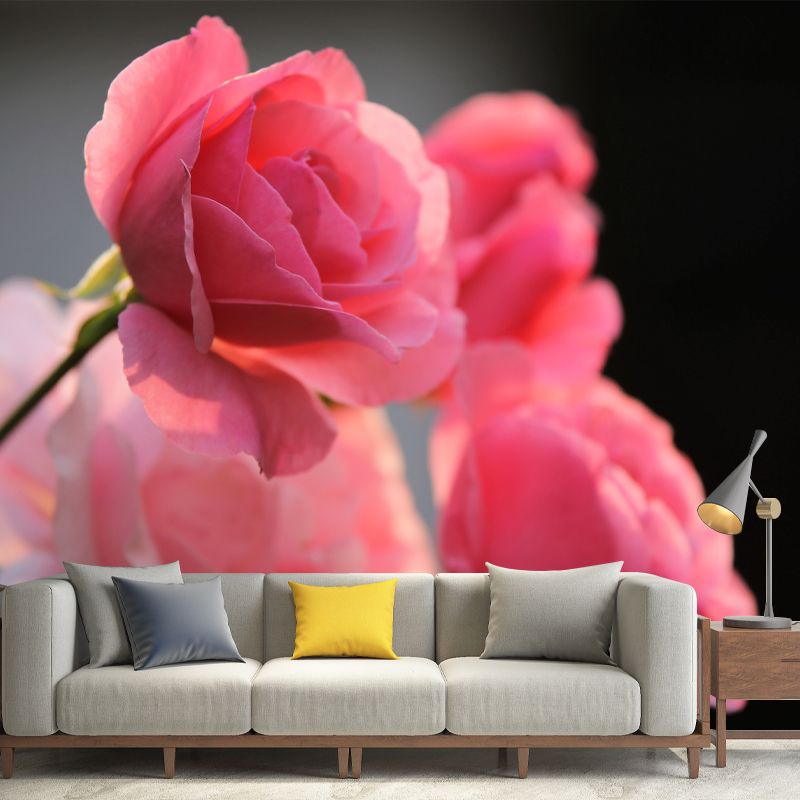 Bright Roses Mural Wallpaper Water-Resistant Wall Covering for Living Room