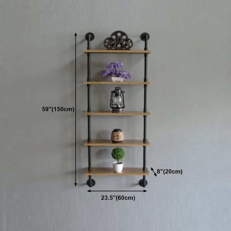 Wall Mounted Bookcase Industrial Metal Floating Shelf for Study Room