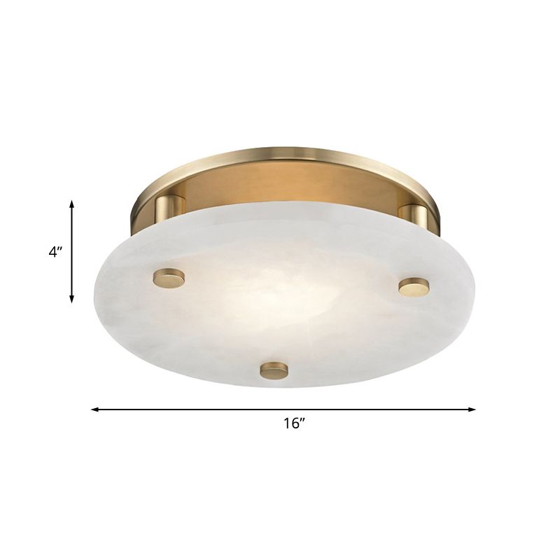 Gold Circle Ceiling Light Fixture Colonialism White Glass 3 Lights Living Room Semi Flush Mount