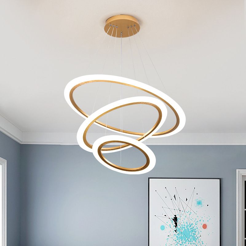 Éclairage de lustre à trois niveaux en or métal