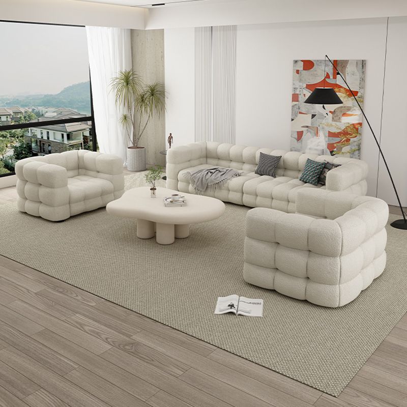 35" Wide Scandinavian Sofa Bed White Fabric Seating with Pillows