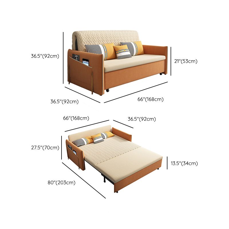 Yellow Faux leather Sofa Bed 36.22" Wide Contemporary Foldable Sleeper Sofa