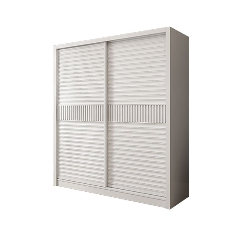 White Sliding Wardrobe Closet with Shelves Wooden Wardrobe Armoire