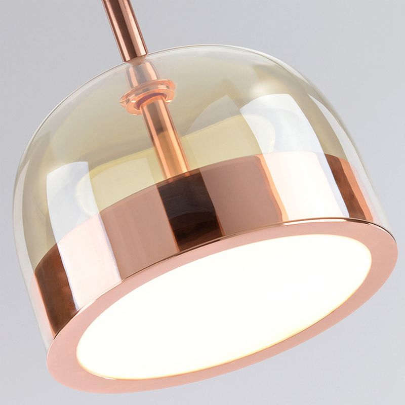 Luz de techo colgante de cúpula de vidrio transparente Postmoderno 1 Cabezal Cobre Copper Kit de luz