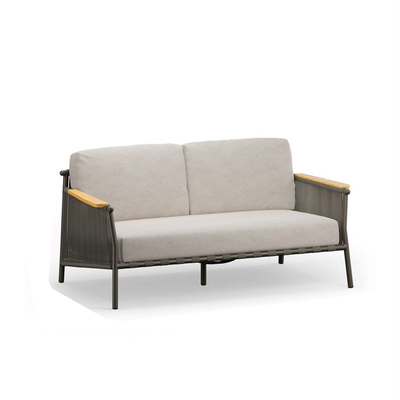 Industrial Metal Frame Outdoor Patio Sofa Wiht UV Resistant White Cushion