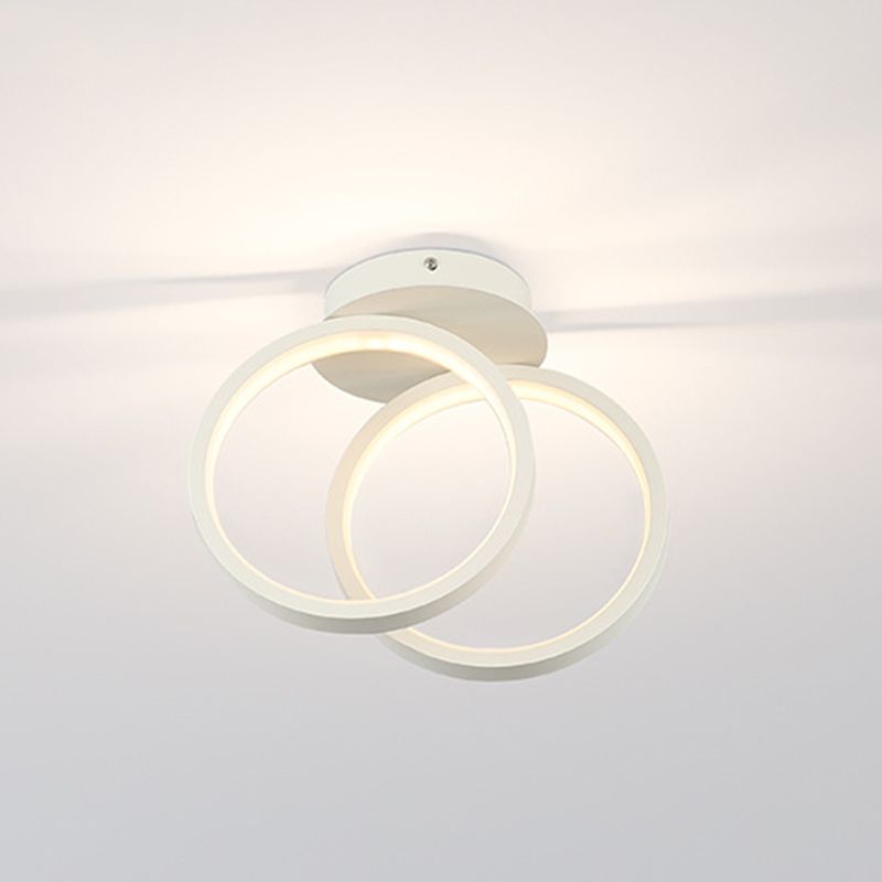 2-Lights Metal Semi Flush Mounted Ceiling Led Lights Modern Style Geometric Ceiling Flush