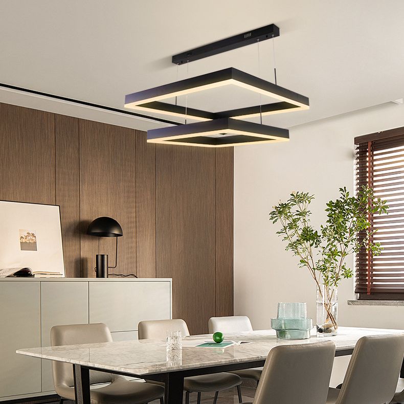 Accesorios de iluminación de lámparas cuadradas modernas araña de metal