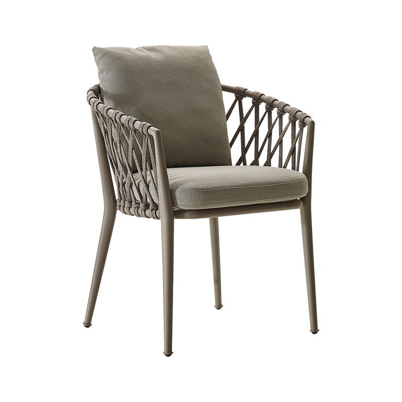 Tropical Rattan Patio Dining Chair Open Back Outdoor Arm Chair