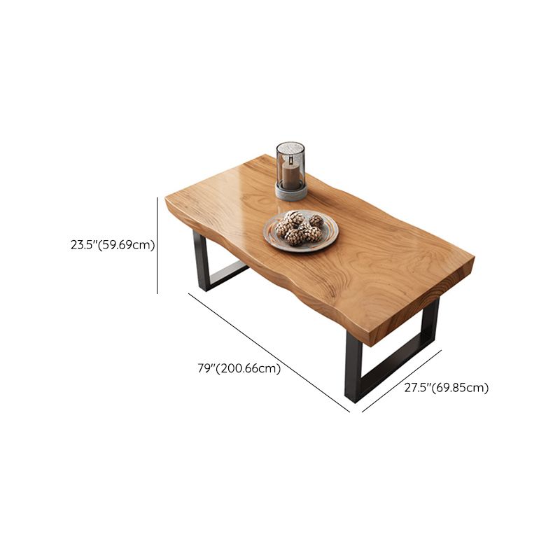 Contemporary Sled Coffee Table Rectangle Solid Wood Coffee Cocktail Table