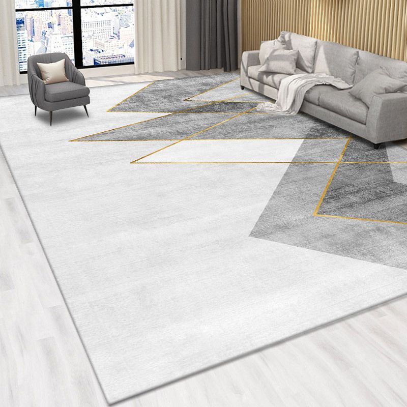 Dark Gray Modern Rug Polyester Circle Rug Non-Slip Backing Rug for Home Decoration