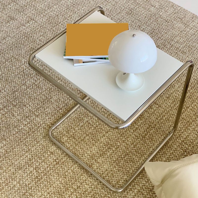 17.7" W Modern C Side Table Rectangular Glass/Wood Top End Table