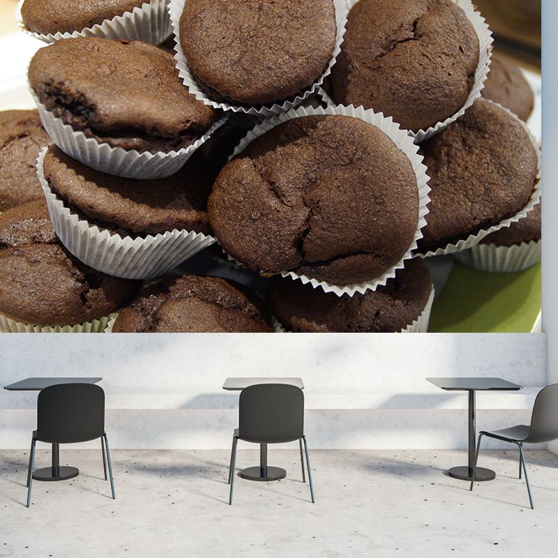 Customized Tasty Muffin Mildew Resistant Mural Wallpaper for Baking Shop