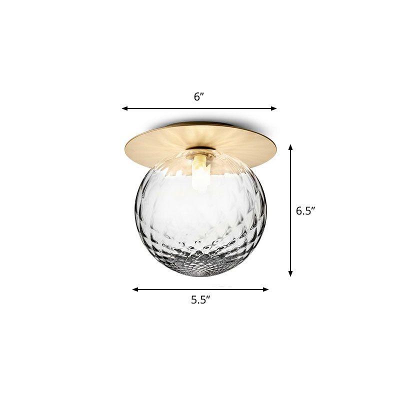 1 Bulb Aisle Ceiling Lamp Modern Semi Flush Mount Lighting with Ball Glass Shade