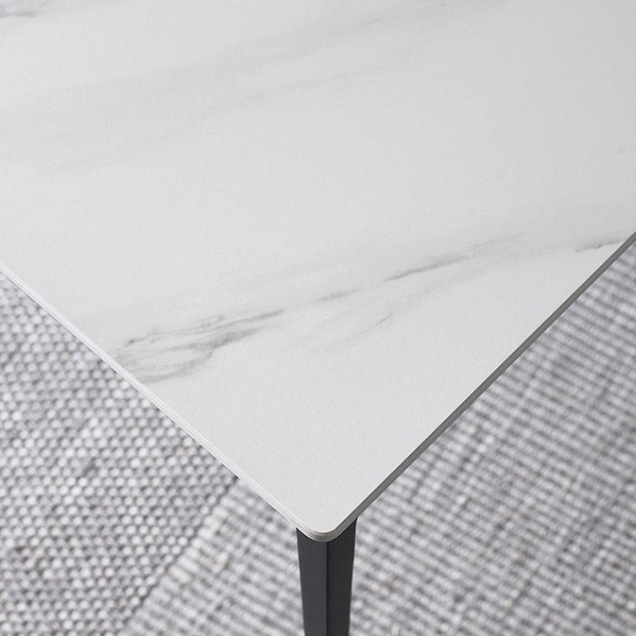 Stone Top Dining Table Contemporary Dining Table with 4 Black Legs