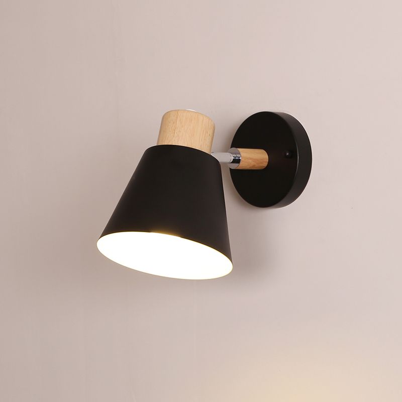 Cone-Shaped Wall Mount Lighting Nordic Style Metal Sconce Light Fixture for Bedroom