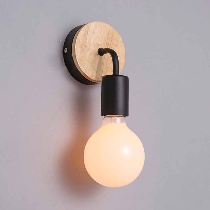 Modern Wood Wall Sconce Metal Cylinder Shape Vanity Light for Bathroom