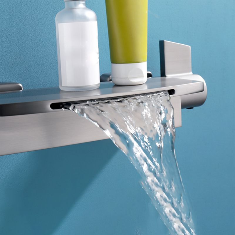 Modern Wall Mounted Copper Tub Filler Low Arc Waterfall Tub Faucet Trim