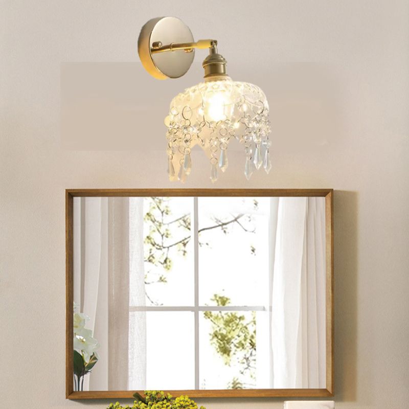 Postmodern Minimalist Golden Wall Light Sconce with Crystal for Washroom