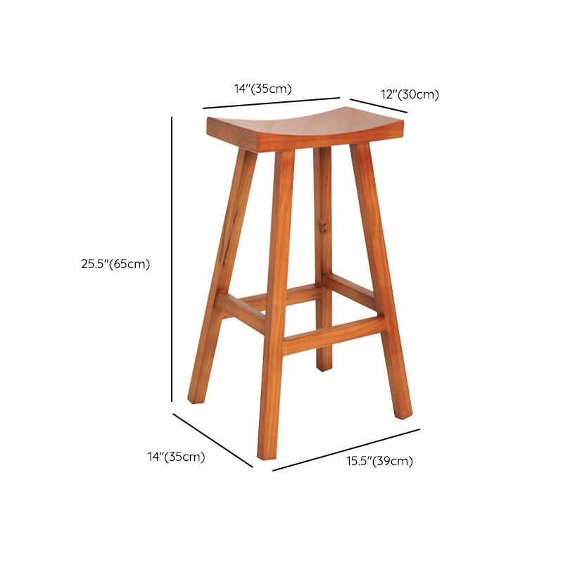 Industrial Solid Wood Bar Stool Backless Counter Stool for Outdoor