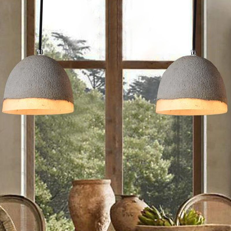 Contemporary Shaded Ceiling Light Cement 1-Light Restaurant Hanging Pendant Light in Grey