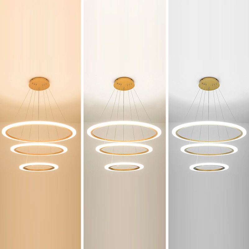 Éclairage de lustre à trois niveaux en or métal