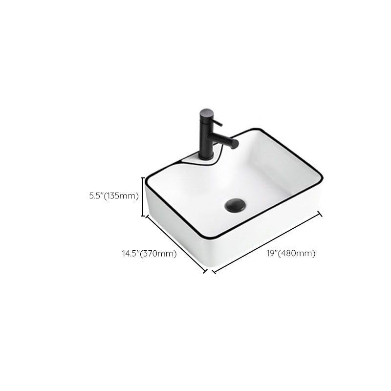 Contemporary Bathroom Sink Porcelain Rectangular Vessel Sink(Not Including Faucet)