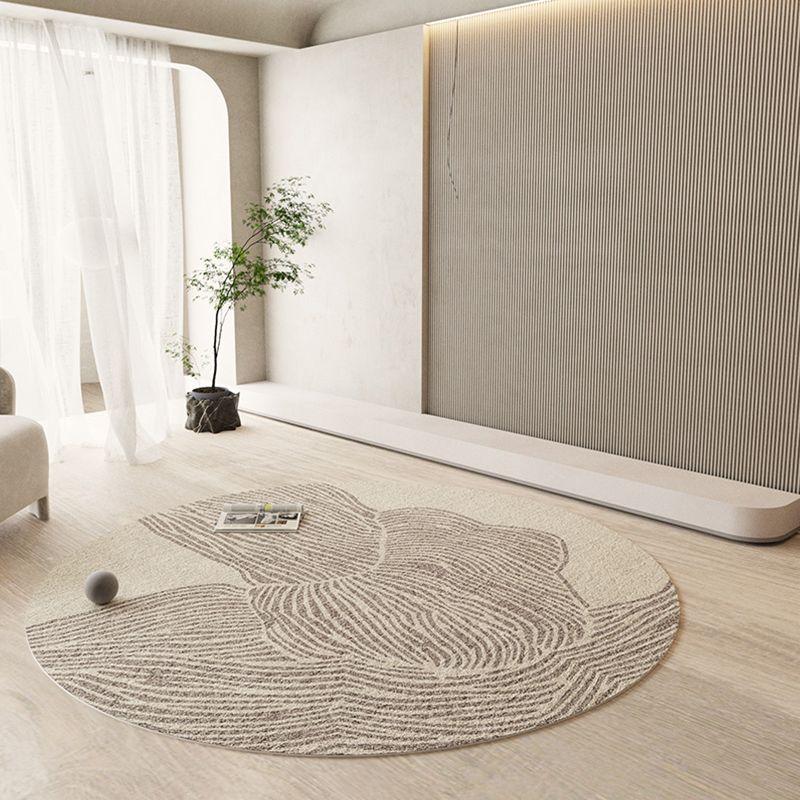 Chic White Area Rug Stripe Pattern Modern Area Carpet Polyester Non-Slip Backing Rug for Living Room