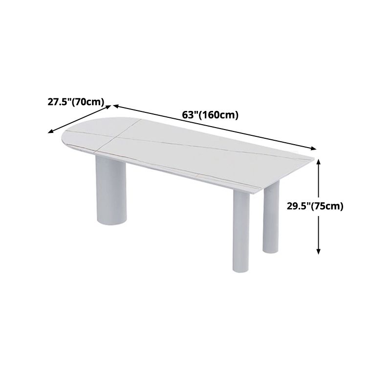 Mesa de comedor blanca contemporánea de metal mesa de piedra sinterizada para comedor