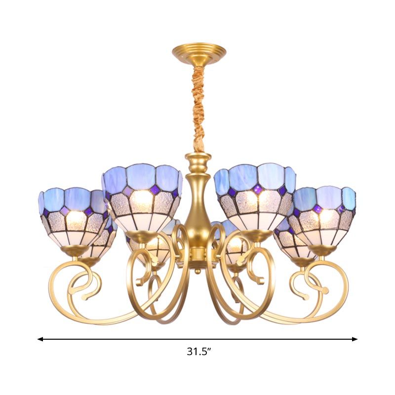 Bol lustre éclairage baroque tachée d'art tachée 8 lumières