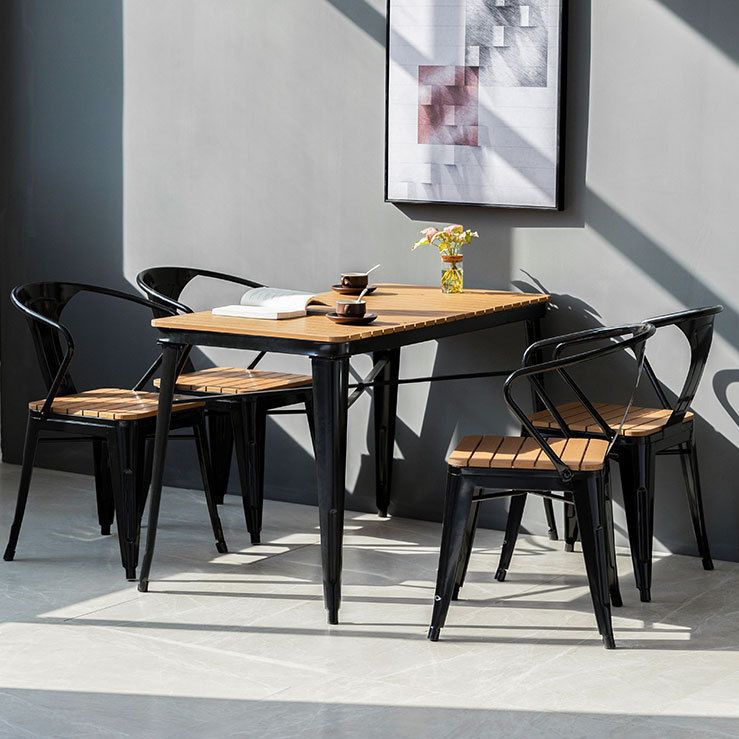 Industrial 1/3/5 Pieces Metal Dining Set Reclaimed Wood Dining Table Set