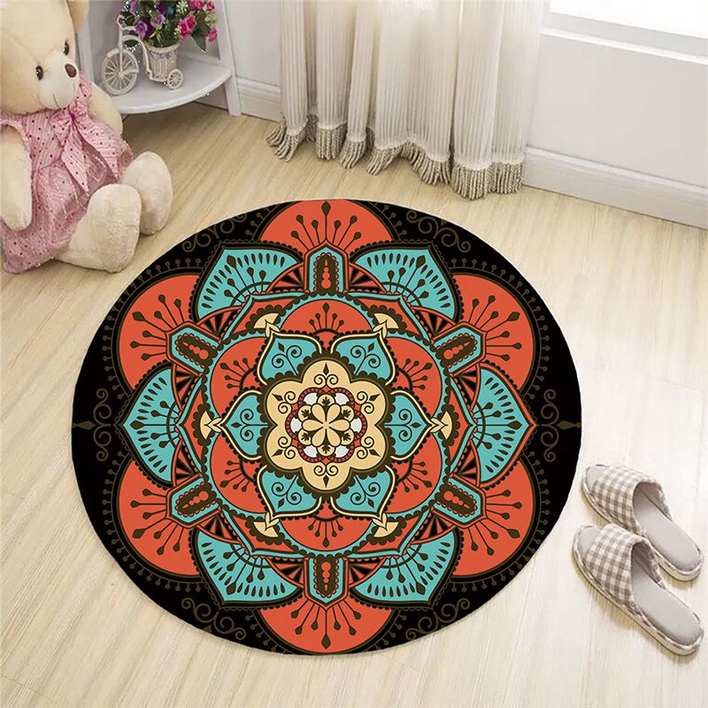 Schwarzer Bohemian Area Teppich Americana Muster Polyester Region Teppich nicht rutscher Backing Teppich für Wohnkultur