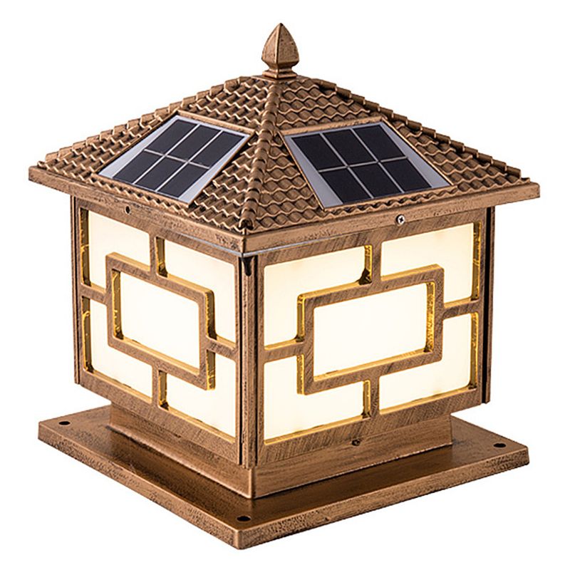 Modern LED Pillar Lamp Metallic LED Solar Lighting Fixture for Garden