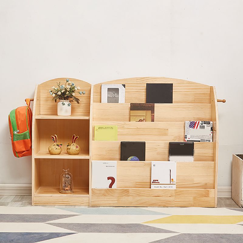 Natural Wooden Shelf Bookcase Pine Closed Back Book Shelf Modern