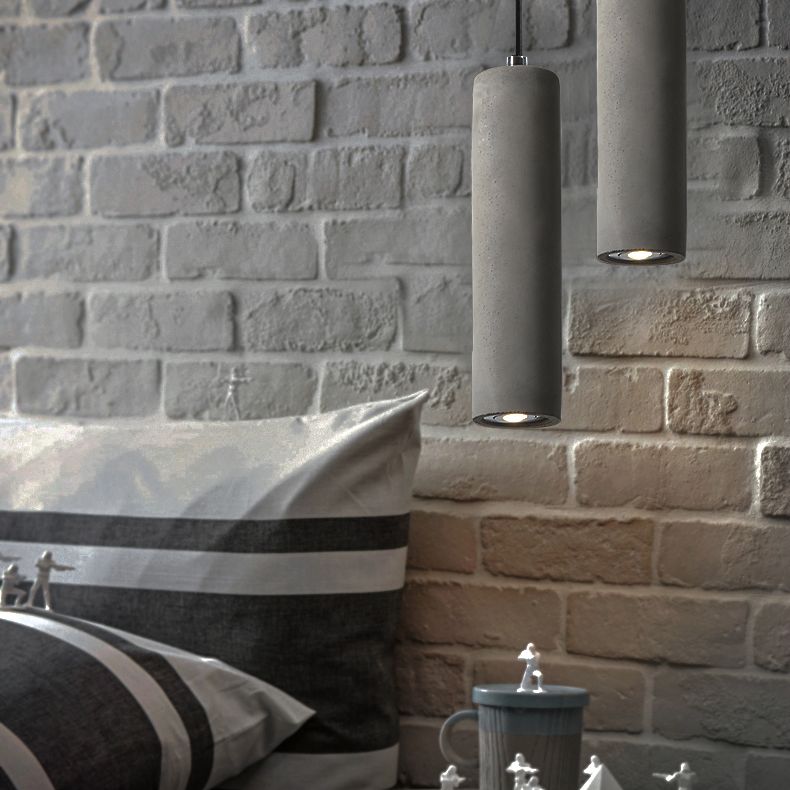Nordic Modern Cylindrical Shape Pendant Light Concrete Small Suspension Light  for Living Room