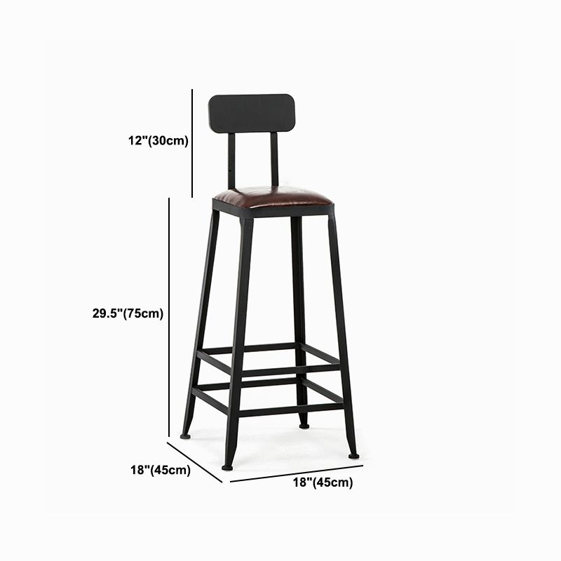 Industrial Black Counter Chair Squared Metal Footrest Counter-height Stool