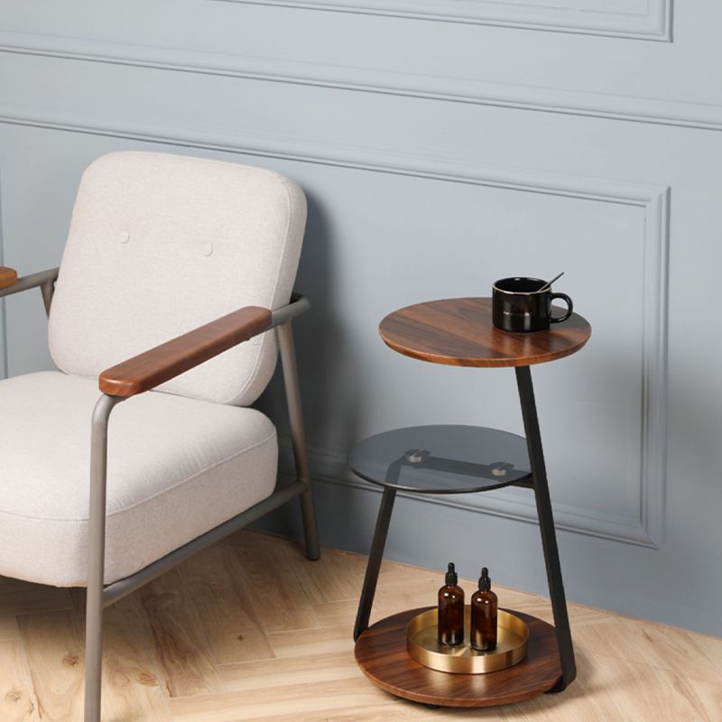 Modern Round Corner Table 3-Tier Side End Table with Storage