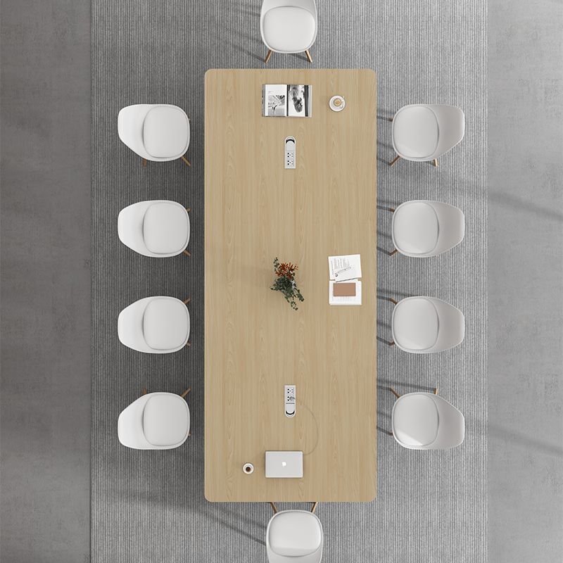 Mesa rectangular contemporánea de madera maciza, mesa superior de madera con 4 patas