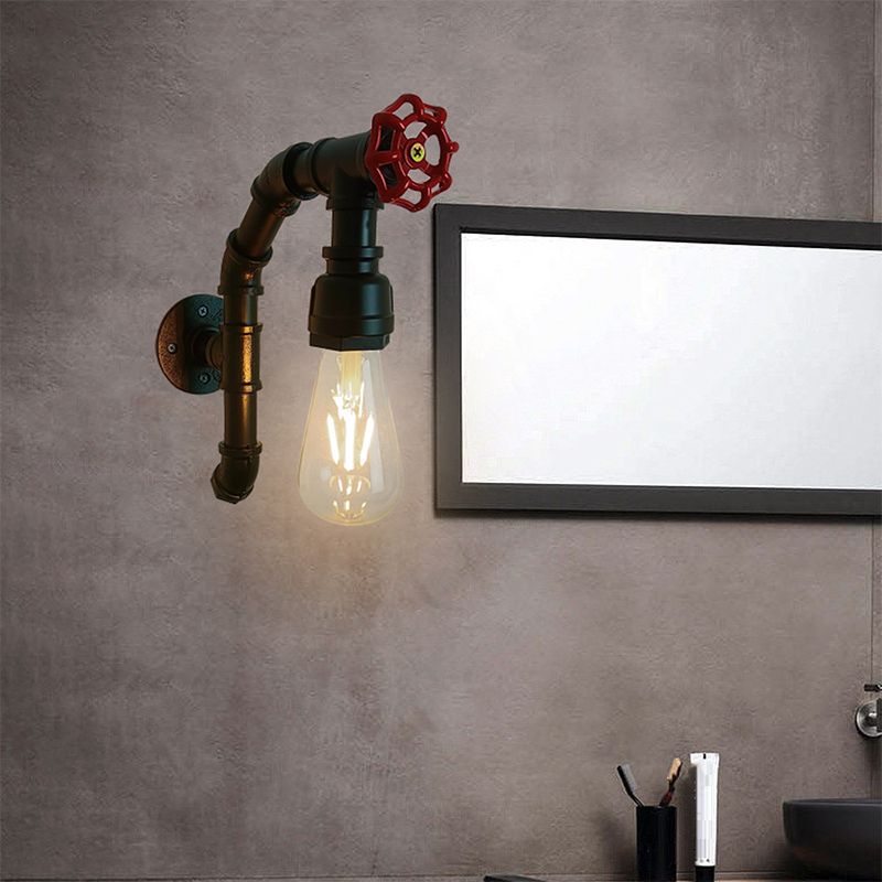 Industrial Wall Sconce Pipe Shape Wall Light with Metal Shade for Bedroom