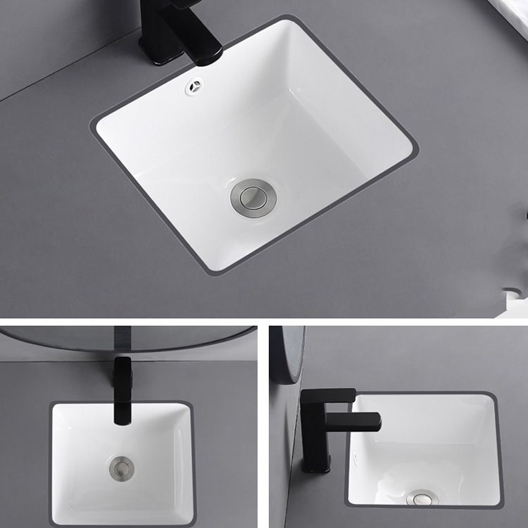 Undermount Bathroom Sink Square Overflow Drain Assemble Sink with Faucet