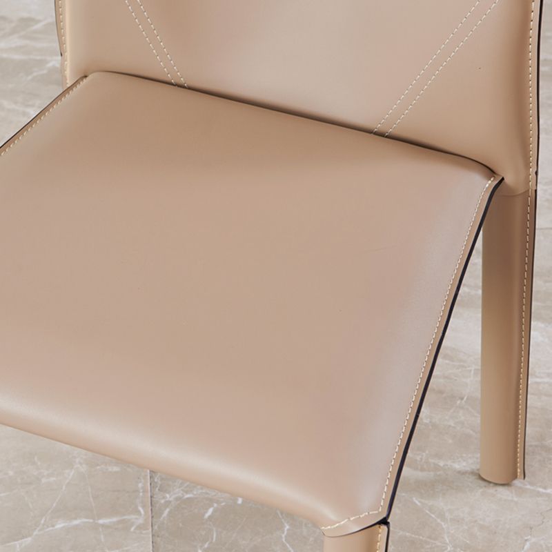 Modern Low Back Dining Chairs Faux Leather Armless Side Chair