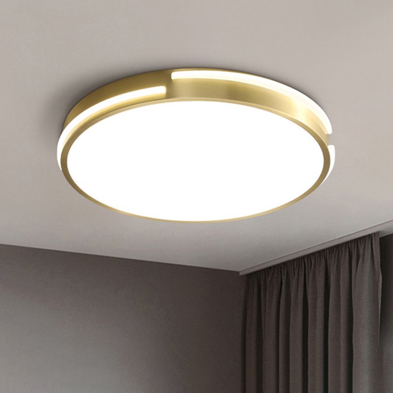 Drum Shape Metalen Plafond Verlichting Moderne Minimalistische Stijl LED Woonkamer Flush Lamp in Goud