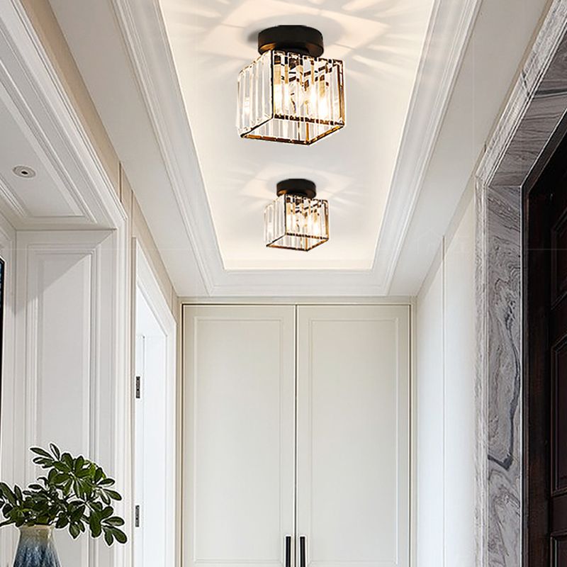 Crystal Geometric Ceiling Mounted Fixture Contemporary Close To Ceiling Lighting Fixture