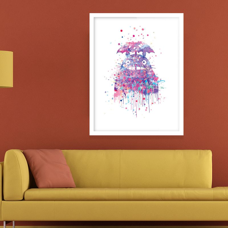 Toile d'art mural de chat de bande dessinée pour enfants, décoration murale texturée de couleur Pastel pour chambre d'enfant