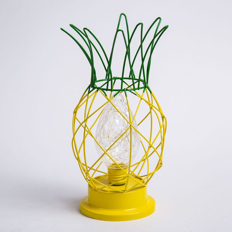 Macaron Lampada da letto a forma di ananas a forma di ananas lampada da letto a 1 luci con design a gabbia