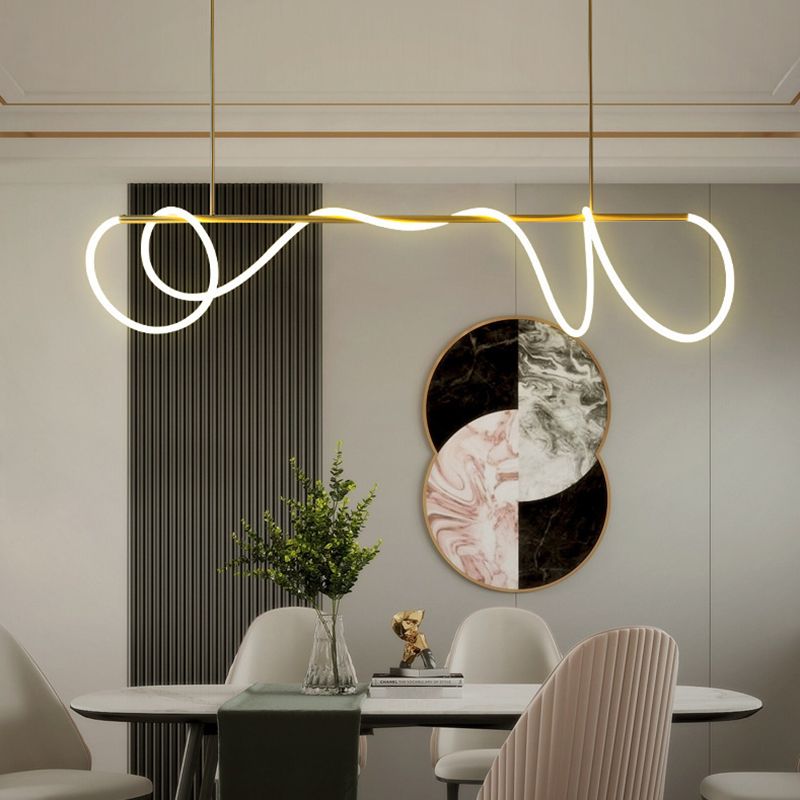 Post-modern Winding Lighting Hose Island Suspension Lamp 31.5" Length Minimalist Line Light for Living Room