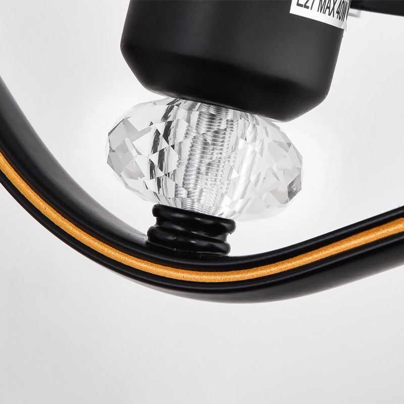 Clear Glass Conic Wall Lamp Modernism Style 1/2-Bulb Black Sconce Lighting with Crystal Decoration