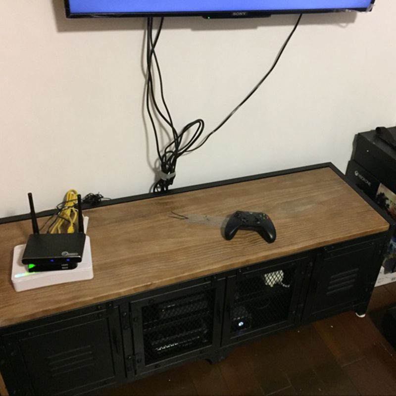 15.75"W TV Stand Enclosed Storage Industrial Style TV Console with 4 Doors