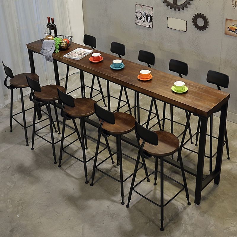 1/6/11 Pieces Industrial Rectangular Pub Table Set Solid Wood Counter Table Set