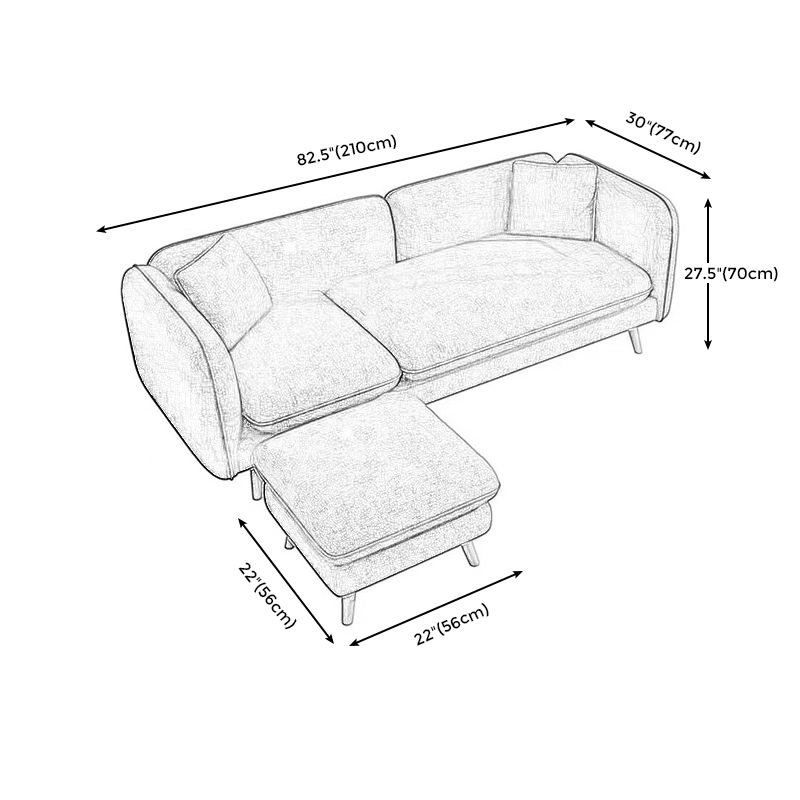 Linen Blend Tight Back Straight Arm Sectional with Slipcovered for Living Room