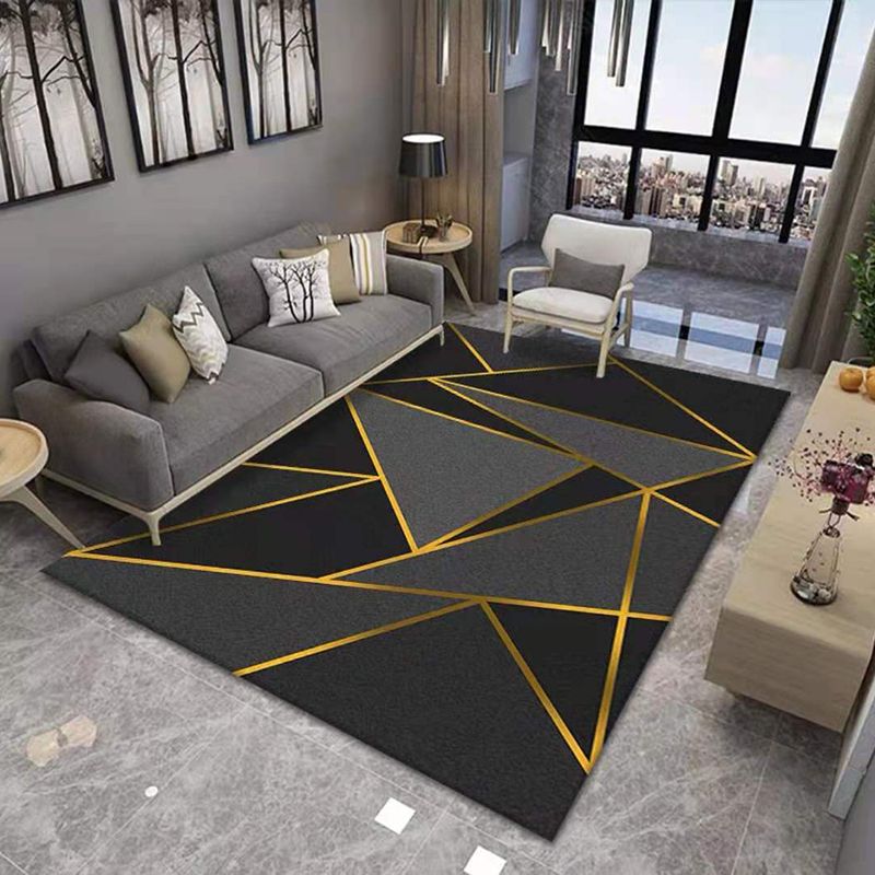 Yellow Modern Rug Polyester Geometric Indoor Rug Non-Split Backing Carpet for Home Decor